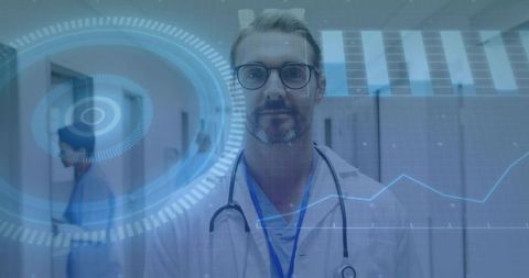 Futuristic Healthcare Technology Vision with Doctor in Hospital