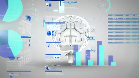 Futuristic Brain Model with Data Visualizations
