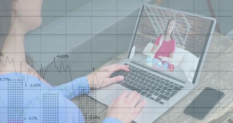 Businesswoman Having Video Call with Financial Data Overlay - Download Free Stock Images Pikwizard.com