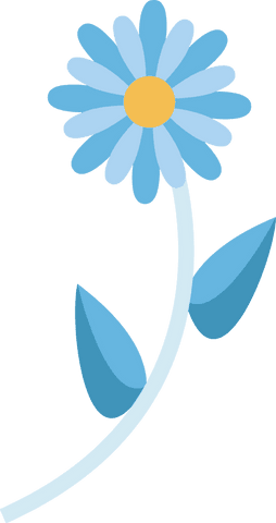 Blue daisy illustration with transparent background
