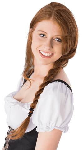 Smiling woman in traditional oktoberfest attire transparent background