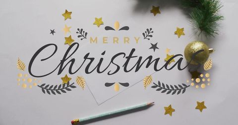 Festive christmas greeting card with decorations