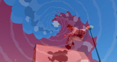 Dynamic Skateboarding with Abstract Artistic Layers