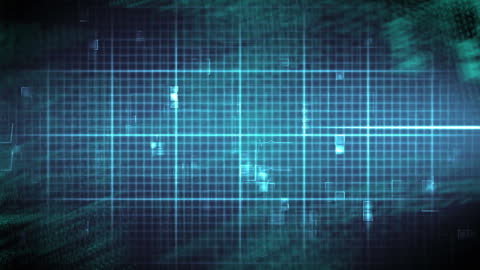 Digital Data Network with Glowing Gridlines