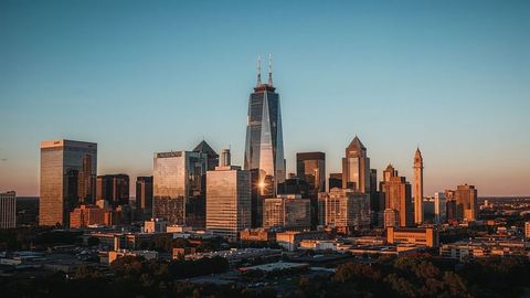 Modern charlotte urban skyline featured at sunset delight