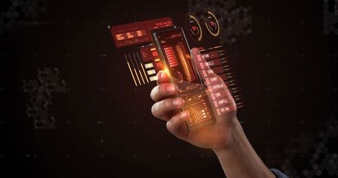 Hand Interacting with Futuristic Digital Interface