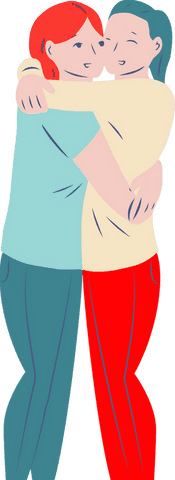 Embracing Couple in Modern Art, Transparent Background