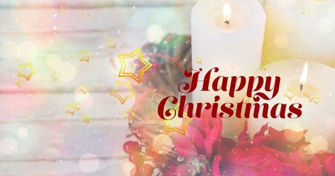 Festive Christmas Greeting with Candlelight and Falling Stars - Download Free Stock Images Pikwizard.com