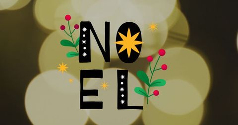 Festive Noel Text with Christmas Lights Decoration