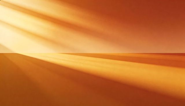 Golden Light Beams Casting Diagonal Shadows Over Minimal Amber Gradient Plane