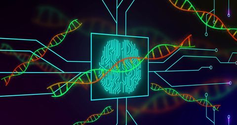 Artificial Intelligence Integrates DNA Patterns in Digital Interface - Download Free Stock Images Pikwizard.com