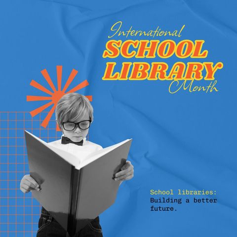 child celebrating international school library month with learning - Download Free Stock Templates Pikwizard.com