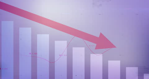 Declining Market Graph on Purple Digital Background