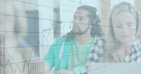 Young Financial Analyst Monitoring Stock Trends with Digital Tools