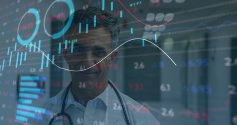 Male Doctor Analyzing Digital Statistics with Futuristic Interface - Download Free Stock Images Pikwizard.com