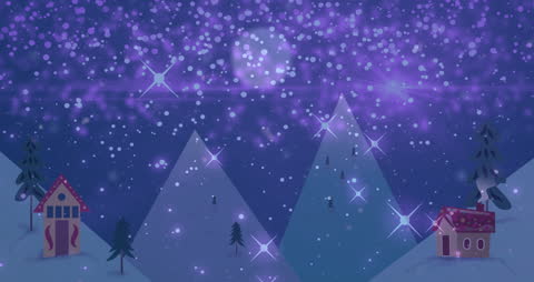 Whimsical Winter Wonderland with Falling Snow Animated