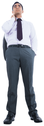 Thoughtful Biracial Businessman on Transparent Background
