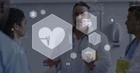 Healthcare team discussing innovative medical technology solutions