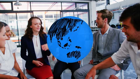 Diverse Business Team Collaborating with Global Digital Concept