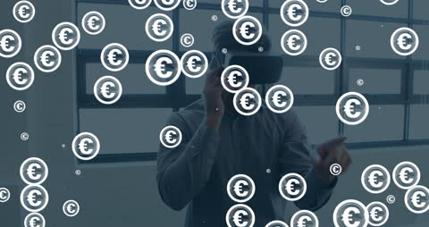 Man Exploring Currency in Virtual Reality Experience