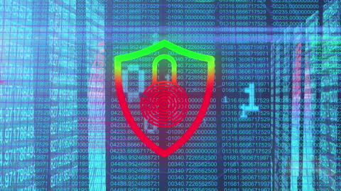 Biometric Lock Security with Digital Binary Background