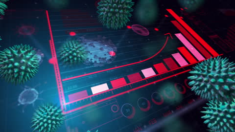 Animated COVID-19 Cells with Data Rising Graph Background
