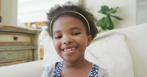 Cheerful African American Girl at Home Smiling - Download Free Stock Images Pikwizard.com