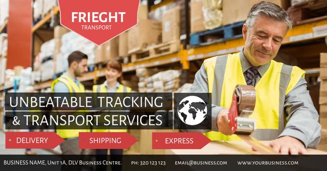 Warehouse Worker Handling Logistics Package Efficiently with Tracking - Download Free Stock Templates Pikwizard.com