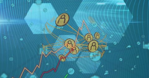 Digital Network Concept with Statistical Graphics - Download Free Stock Images Pikwizard.com
