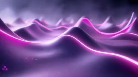 Pulsating Neon Waves in Dreamlike Digital Landscape