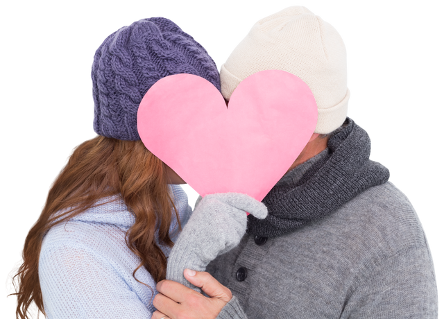 Transparent Romantic Couple in Winter Holding Heart Icon - Download Free Stock Videos Pikwizard.com