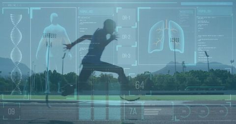 Futuristic Overlay of Medical Data on Active Athlete