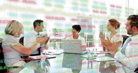 Stock Market Success Celebration in Modern Office Setting