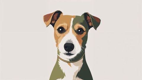 Stylized medium-sized dog illustration facing forward