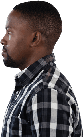 Side View African American Man in Checked Shirt on Transparent Background - Download Free Stock Videos Pikwizard.com