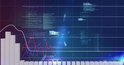 Digital Data Analysis Overlay with Graphs and Code Elements - Download Free Stock Images Pikwizard.com