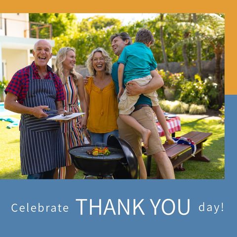Happy Multigenerational Family Celebrating with Outdoor Barbecue