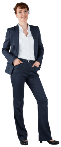 Happy Businesswoman in Suit on Transparent Background