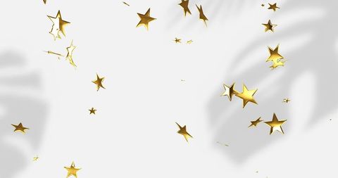Gold Stars Falling over Palm Leaf Shadows