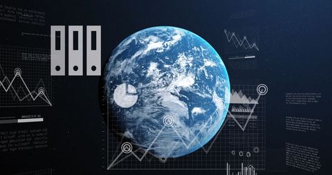 Global Data Analytics with Digital Interface Over Earth - Download Free Stock Images Pikwizard.com