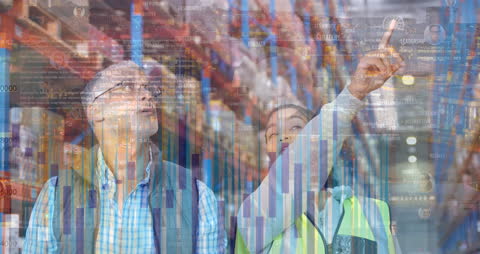 Warehouse Management Innovation and Digital Data Integration Concept