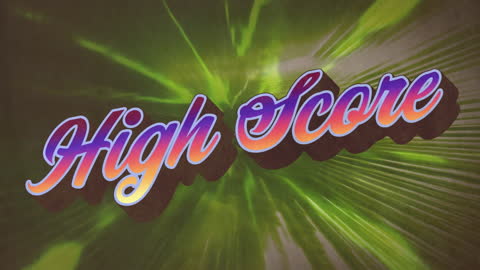 Retro High Score Text on Vibrant Green Background