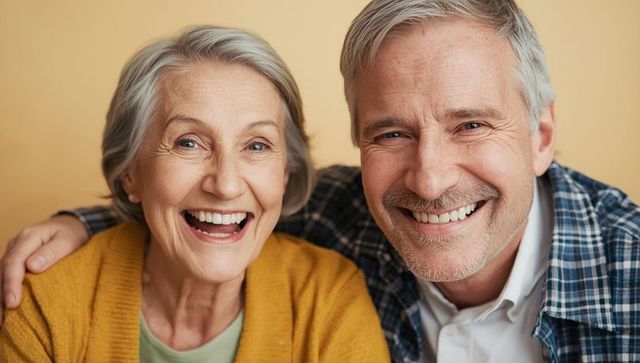 Smiling Older Couple Exhibiting Happiness Togetherness