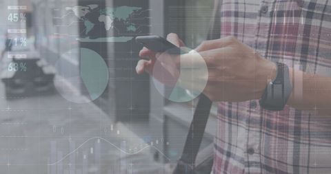Financial Data Processing Overlay on Mobile Device - Download Free Stock Images Pikwizard.com