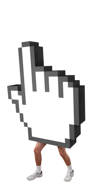 Person in Pixelated Computer Cursor Costume with Transparent Background - Download Free Stock Videos Pikwizard.com