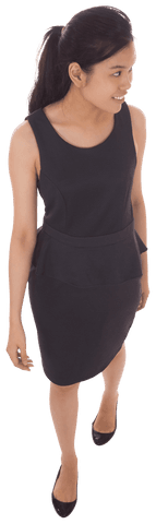 Smiling Asian Businesswoman Walking on Transparent Background