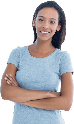 Smiling Biracial Woman on Transparent Background