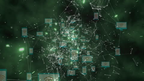 Global Network Animation with Wi-Fi Connectivity Icons