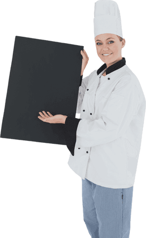 Transparent Chef Holding Black Chalkboard Smiling - Download Free Stock Videos Pikwizard.com