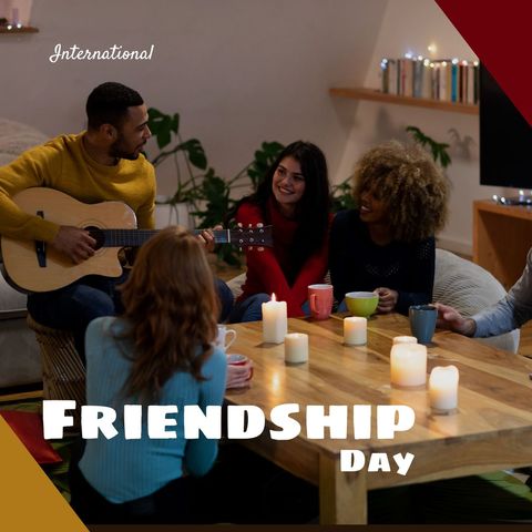 celebrating friendship and music in multiracial home gathering - Download Free Stock Templates Pikwizard.com